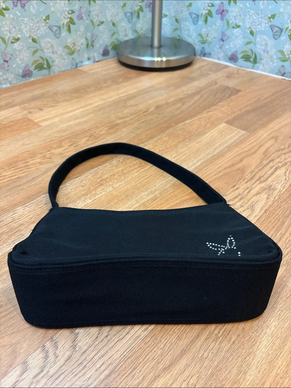 Vintage Y2K Playboy Black Hand Bag with Crystal Bunny Accent. - Picture 11 of 17